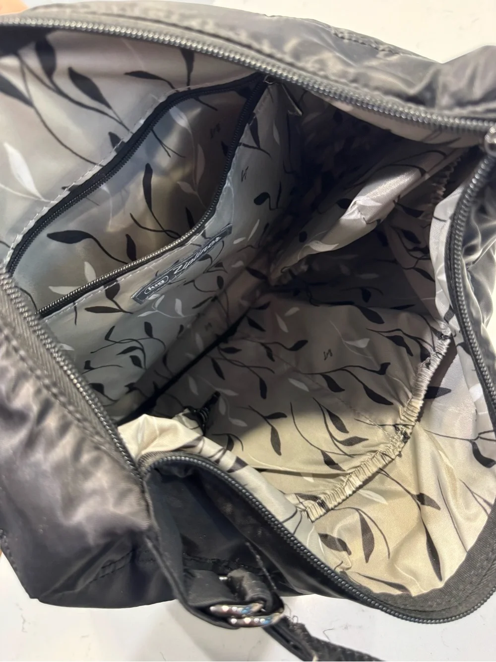 Black Quilted Lug Zipliner Convertible Hobo Bag - water resistant